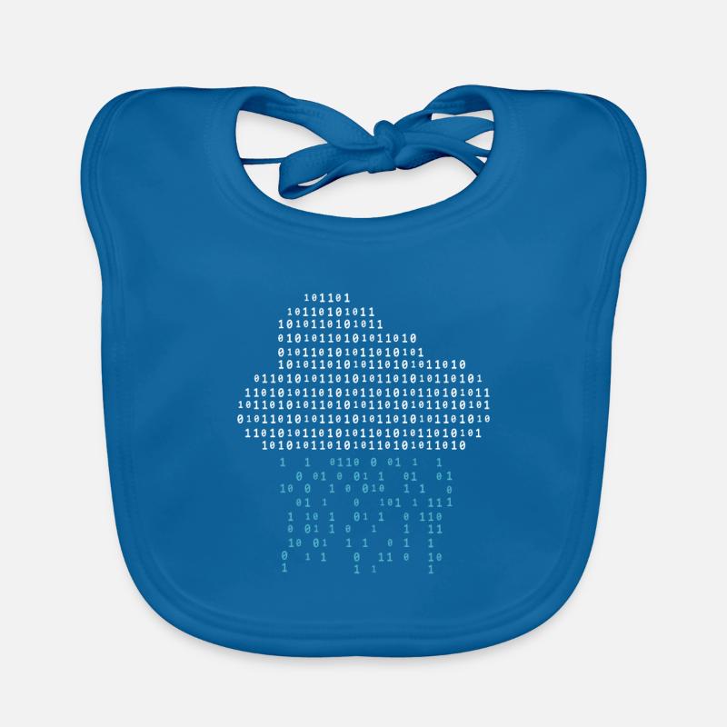 Programmierer - binary code cloud rain - Baby Bio-Lätzchen - Pfauenblau