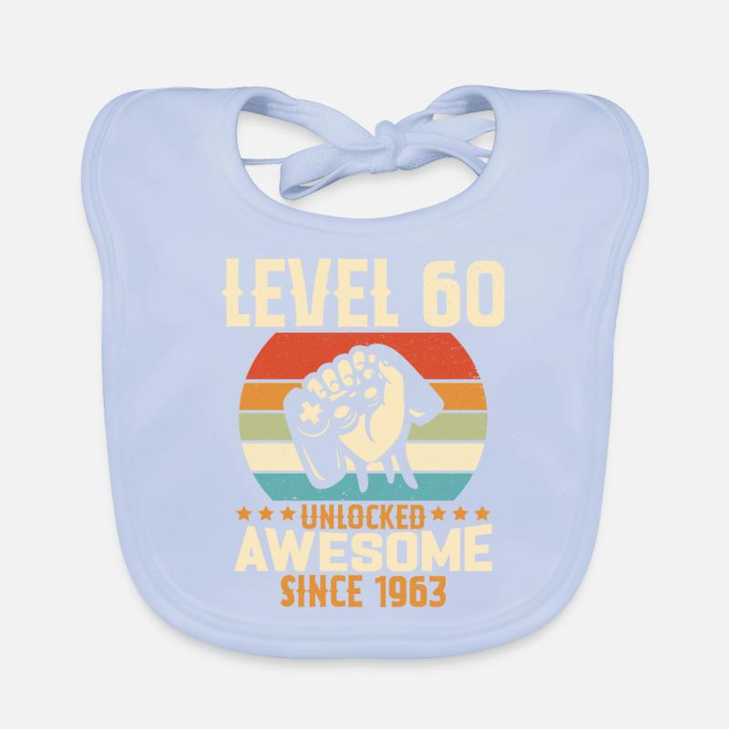 Level 60 Year Unlock Gaming Birthday Gift Organic Baby Bibs