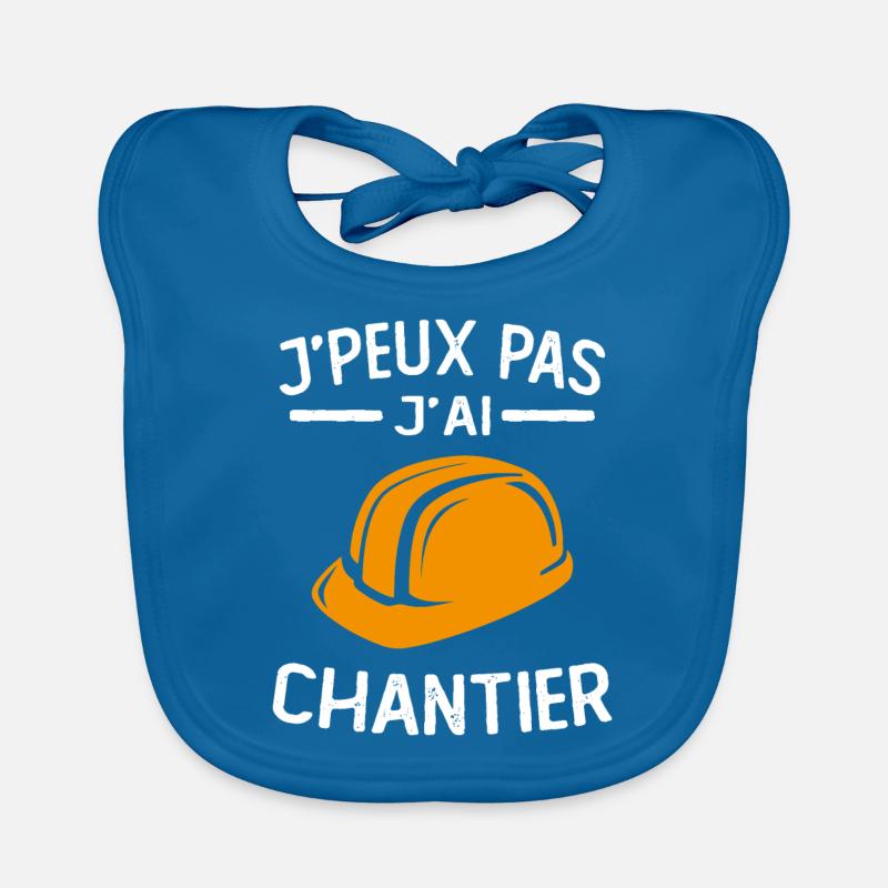 je peux pas j'ai chantier - Bavoir bio Bébé - bleu paon