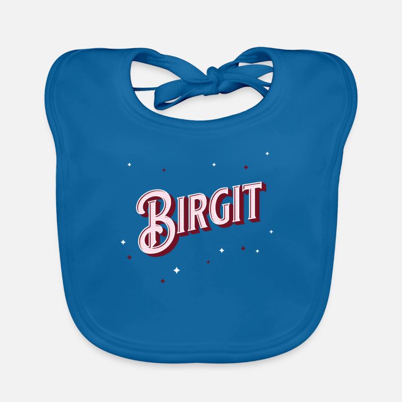 Birgit Namen personalisiert - Baby Bio-Lätzchen - Pfauenblau