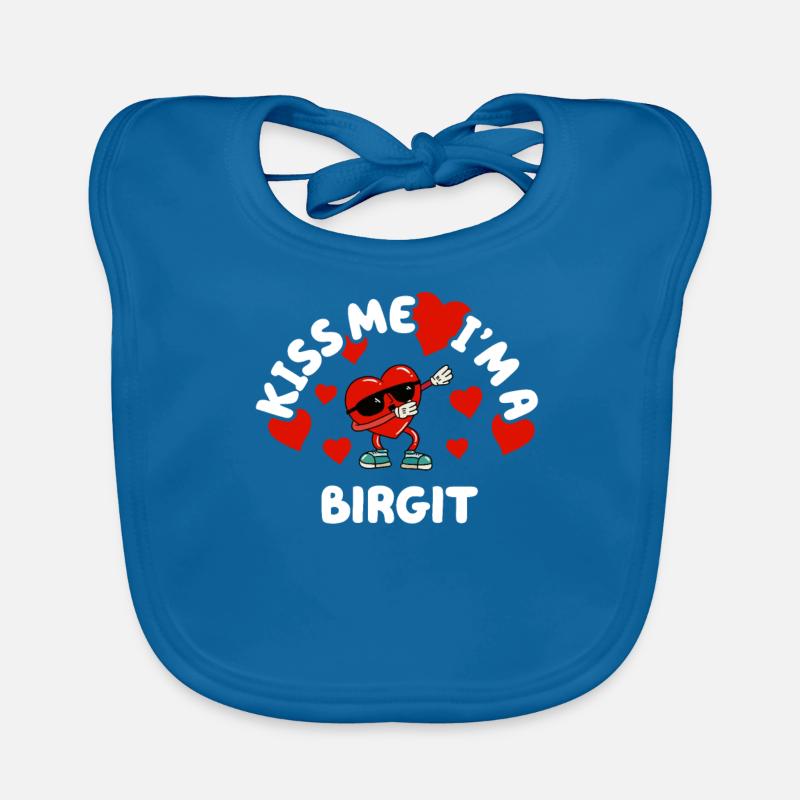 Kiss Me - Valentine's Day Name Dabbing Heart Birgit Organic Baby Bibs