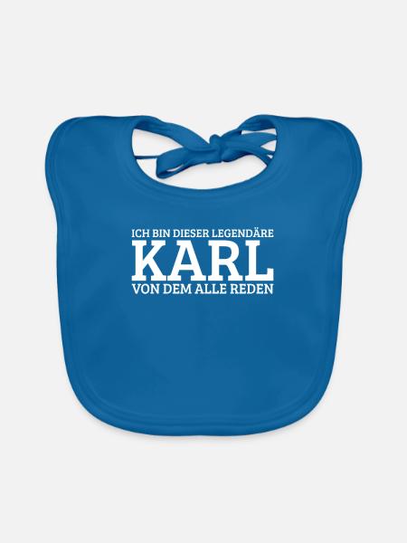 Karl Lustiger Spruch Geburtstag Vorname - Baby Bio-Lätzchen - Pfauenblau
