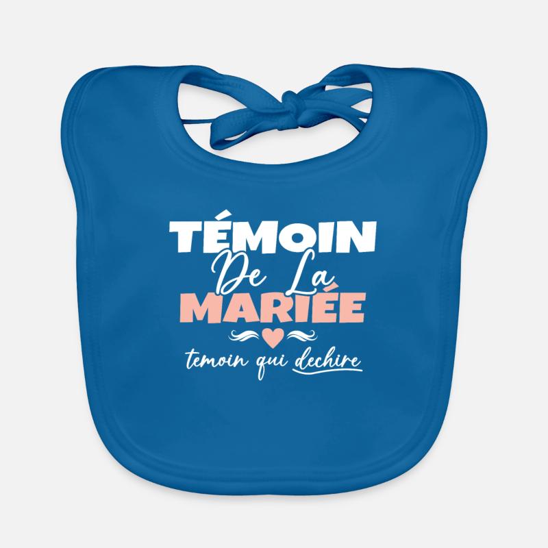 Témoin de la Mariée Témoin qui Déchire - Bavoir bio Bébé - bleu paon