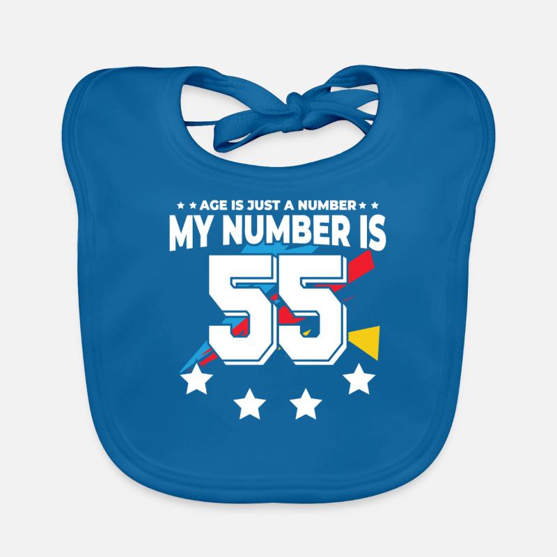 Age is just a number - 55th birthday Organic Baby Bibs