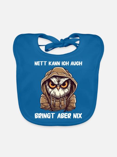 Nachteule Eule Eulen Vogel - Baby Bio-Lätzchen - Pfauenblau