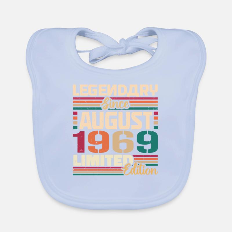 1969 August Birthday Legend August 1969 Organic Baby Bibs