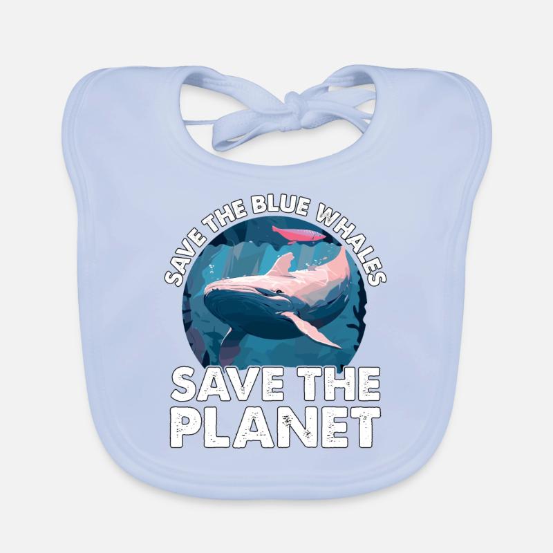 Save the blue whales save the planet Organic Baby Bibs