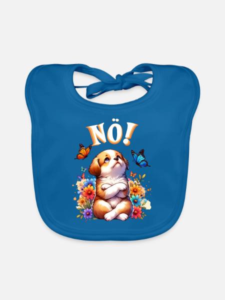 Hund Lustiger Spruch Nö! für Hundeliebhaber - Baby Bio-Lätzchen - Pfauenblau