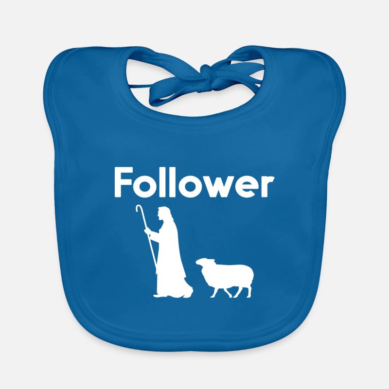 Jésus disciple Parabole de la brebis perdue - Bavoir bio Bébé - bleu paon