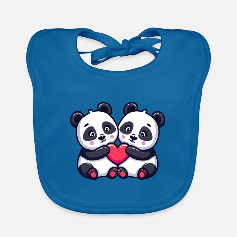 Panda Comic Paar Liebe Baby Bio-Lätzchen