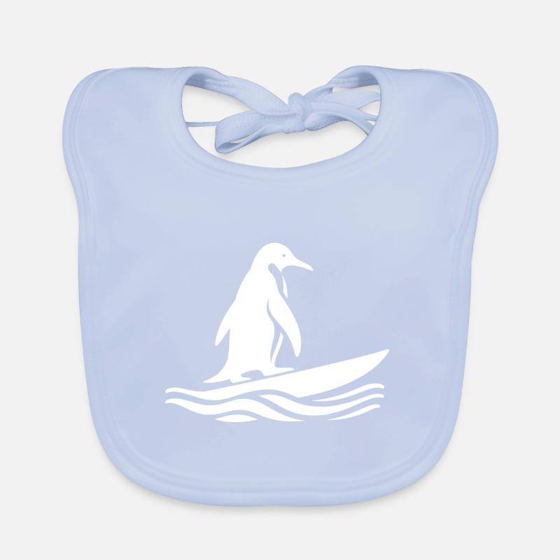 Pingouin, Surfeur, Silhouette, Surf, Surf Bavoir bio Bébé