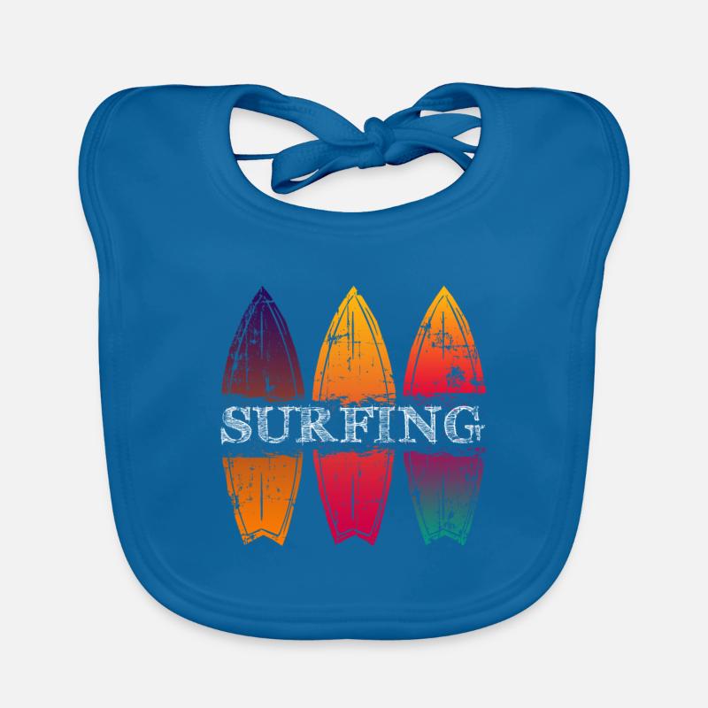 planche de surf - Bavoir bio Bébé - bleu paon