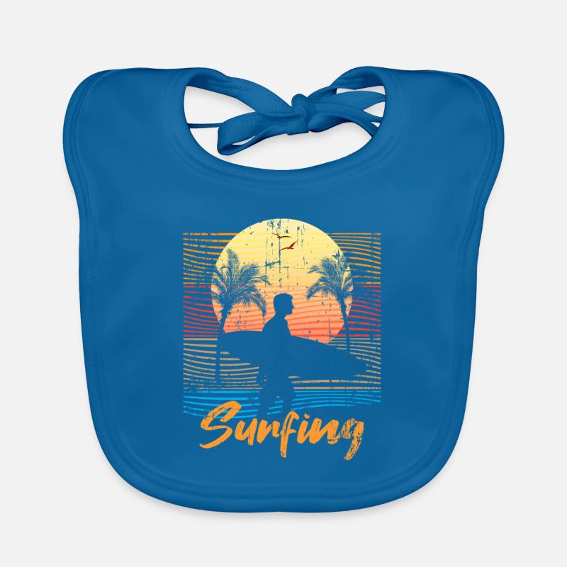 Summer palms surfing vacation Organic Baby Bibs
