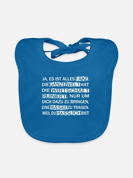 Lustige Corona Sprüche Verschwörung - Baby Bio-Lätzchen - Pfauenblau - Vorne