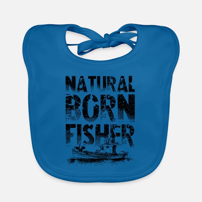 Fischen born fischer - Baby Bio-Lätzchen - Pfauenblau
