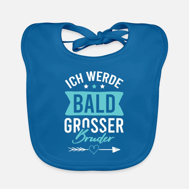 Ich werde grosser Bruder - Baby Bio-Lätzchen - Pfauenblau