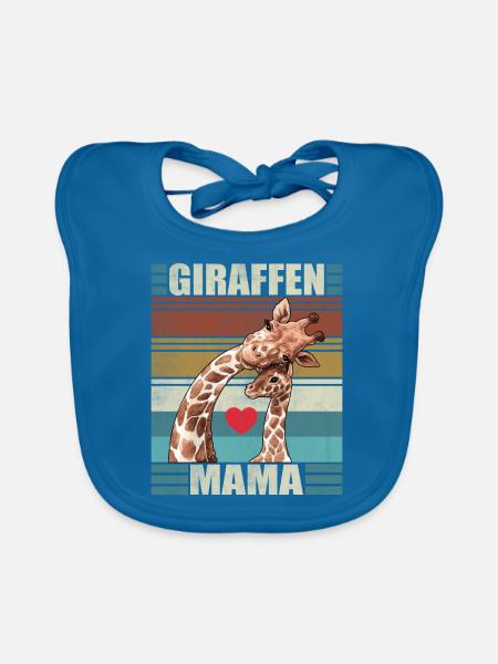 Giraffen Mama Kind Retro Giraffe - Baby Bio-Lätzchen - Pfauenblau