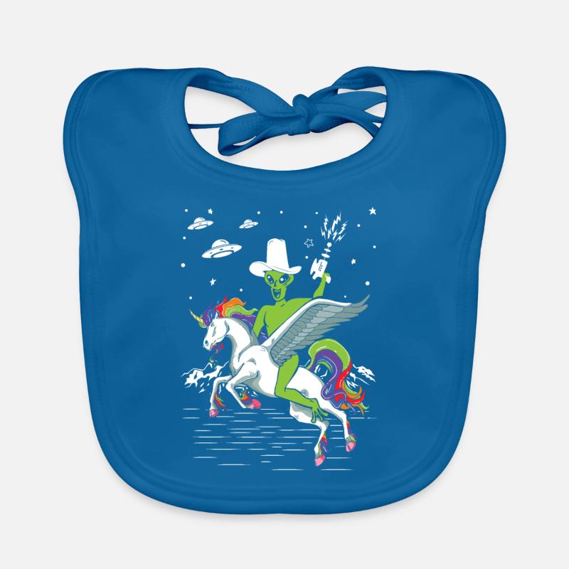 Alien reitet Einhorn Unheimlich Baby Bio-Lätzchen