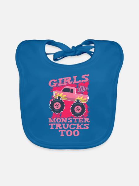 Mädchen Monstertrucks Cooler Monstertruck - Baby Bio-Lätzchen - Pfauenblau