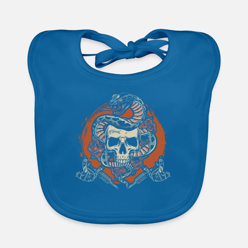 Skull Snake Tattoo Lover Tattoo Organic Baby Bibs