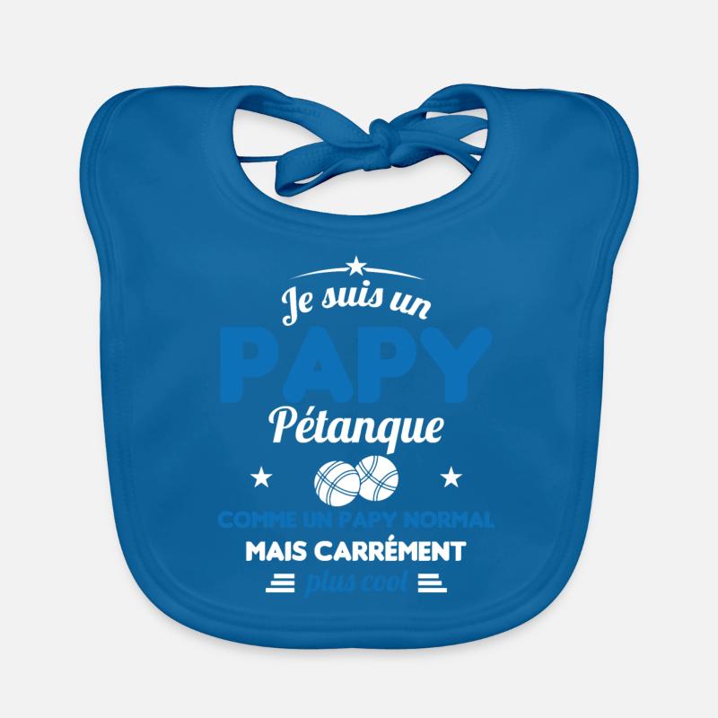 Un Papy Pétanque Comme Un Papy Normal - Bavoir bio Bébé - bleu paon