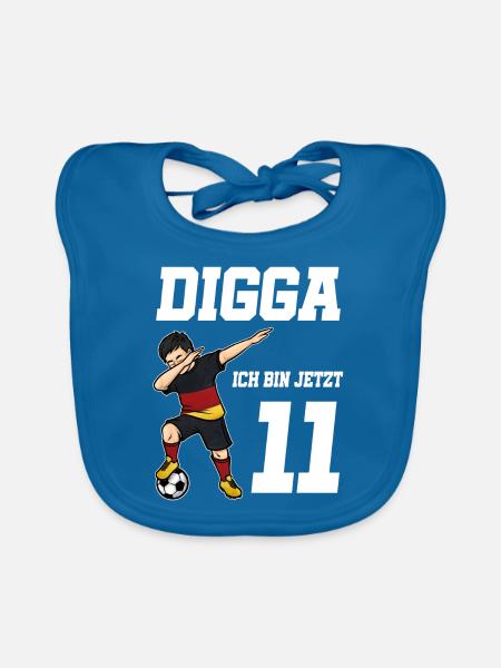 11. Geburtstag Fußball Junge Deutschland Trikot Fu - Baby Bio-Lätzchen - Pfauenblau
