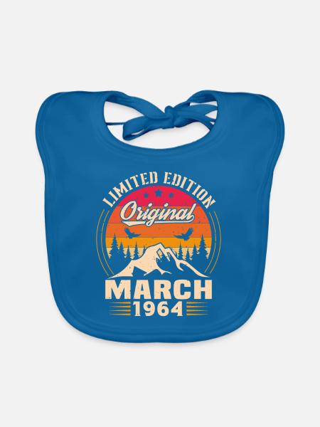 Jahrgang Geboren im März 1964 Geburtstagsgeschenk - Baby Bio-Lätzchen - Pfauenblau