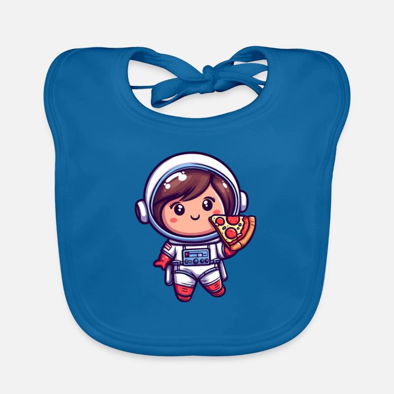 Astronautenmädchen mit Pizza Baby Bio-Lätzchen