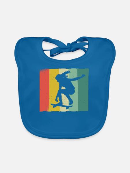 Skateboarding Skater Skateboard Skateboarder - Organic Baby Bibs - peacock-blue - Front