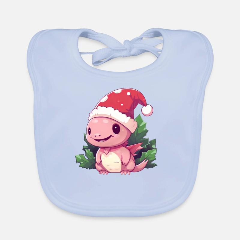Christmas Axolotl Mistletoe Organic Baby Bibs