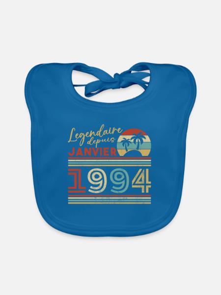 Original Januar 1994 Jahrgang Geburtstag 1994 - Baby Bio-Lätzchen - Pfauenblau