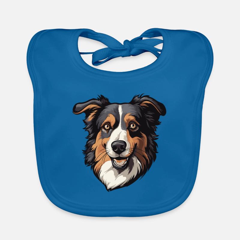 Border Collie Hund Kopf Baby Bio-Lätzchen
