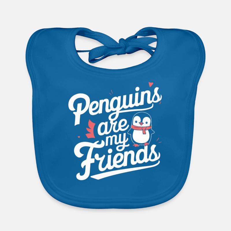 Pinguin Pinguine Tier - Baby Bio-Lätzchen - Pfauenblau