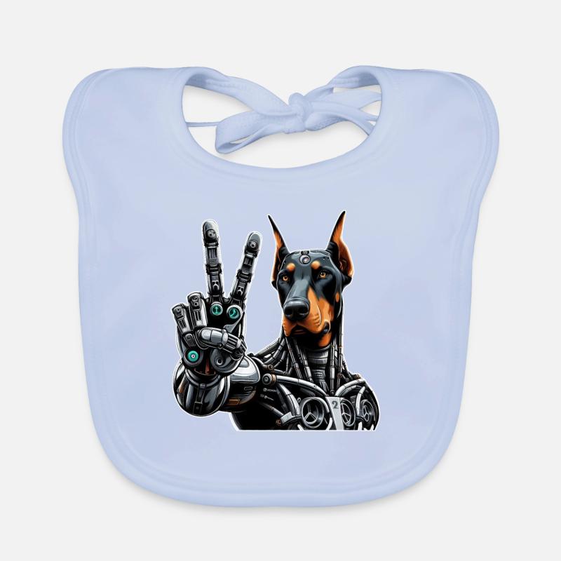 Doberman Robot Cyborg signe de paix Bavoir bio Bébé
