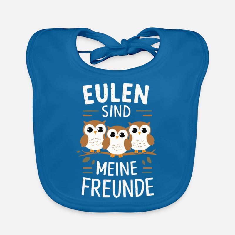 Nachteule Eule Eulen Vogel - Baby Bio-Lätzchen - Pfauenblau