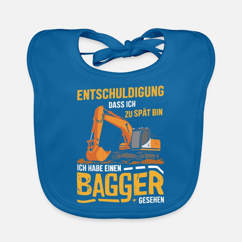 Baggerfahrer Bauarbeiter Baustelle Baumaschine Baby Bio-Lätzchen