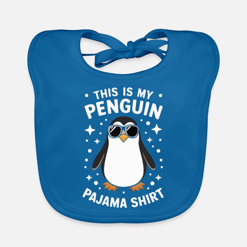 Pinguin Pinguine Tier - Baby Bio-Lätzchen - Pfauenblau