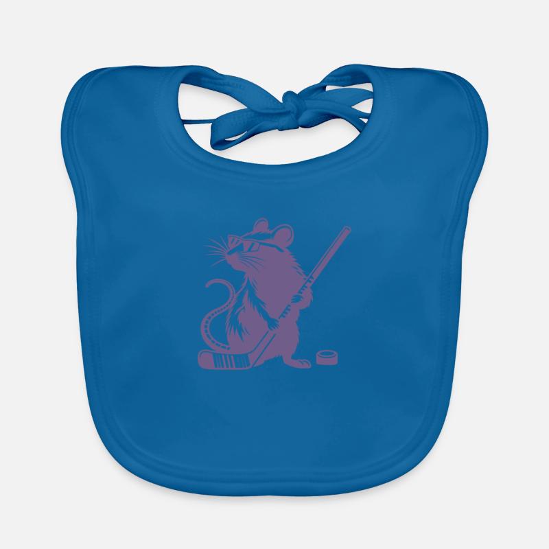 Maus Ratte Eishockeyspieler Silhouette Baby Bio-Lätzchen