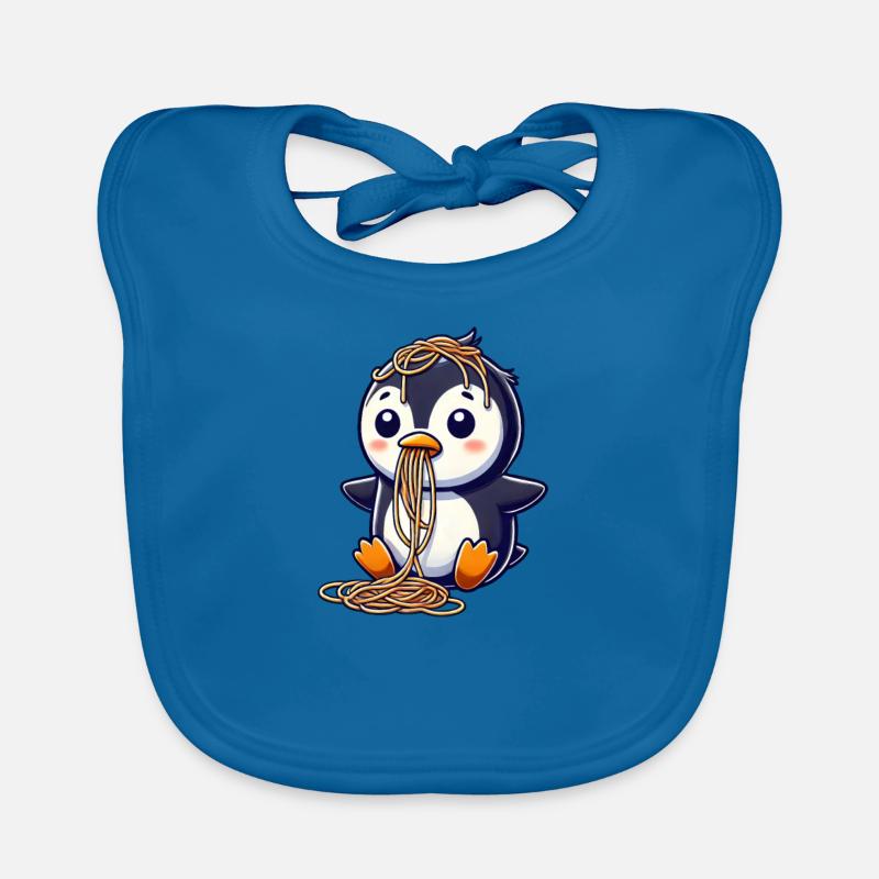 Mignon pingouin spaghetti dessin animé déversement Bavoir bio Bébé