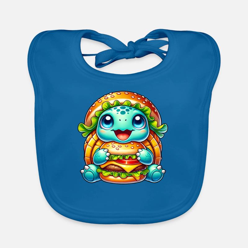 Cute Turtle Hamburger Whimsical Hat Organic Baby Bibs