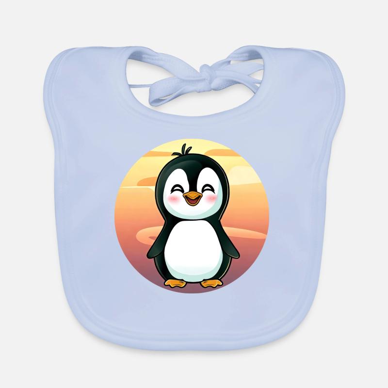 Kawaii Penguin Sunset Organic Baby Bibs