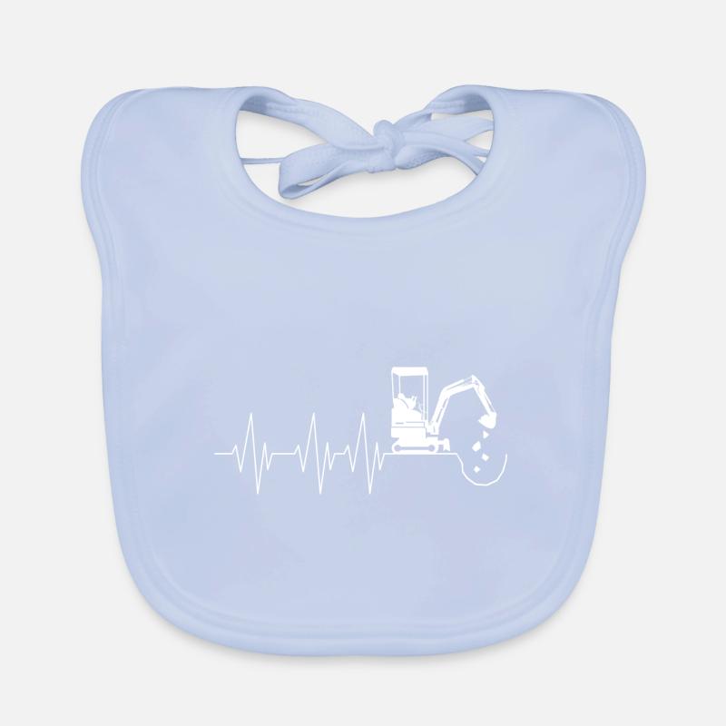 Excavator excavator driver Heartbeat Baggerfreund Construction Organic Baby Bibs