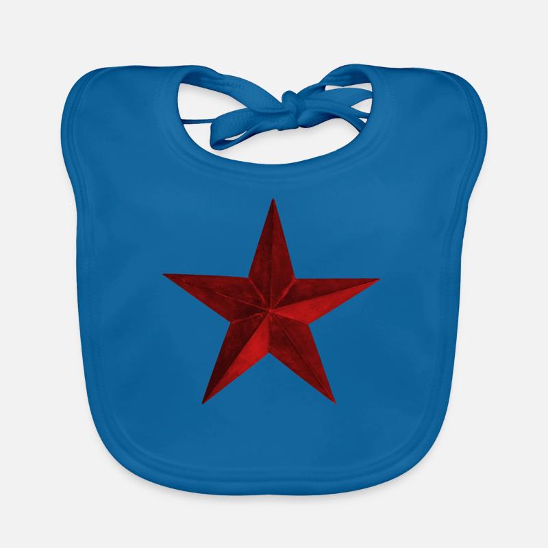 Red star dark worn old - gift idea Organic Baby Bibs
