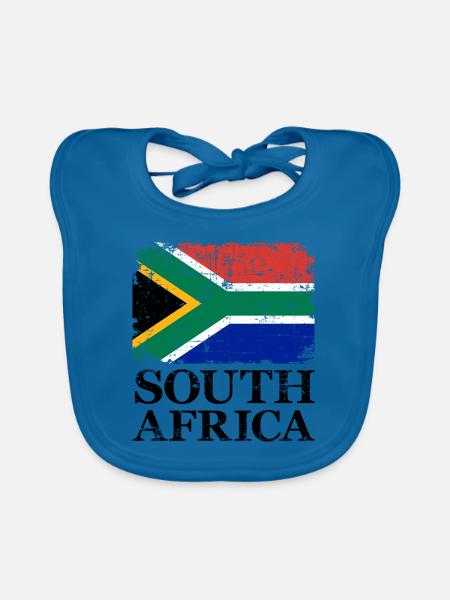 Afrique du Sud - Bavoir bio Bébé - bleu paon - Devant