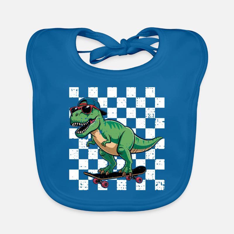 Dinosaure Trex Skateboard Cool T-rex - Bavoir bio Bébé - bleu paon