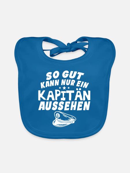 So gut kann nur ein Kapitän aussehen - Baby Bio-Lätzchen - Pfauenblau - Vorne