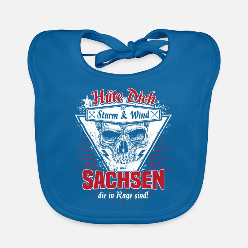 Sachsen Chemnitz Dresden Leipzig Zwickau Geschenk - Baby Bio-Lätzchen - Pfauenblau