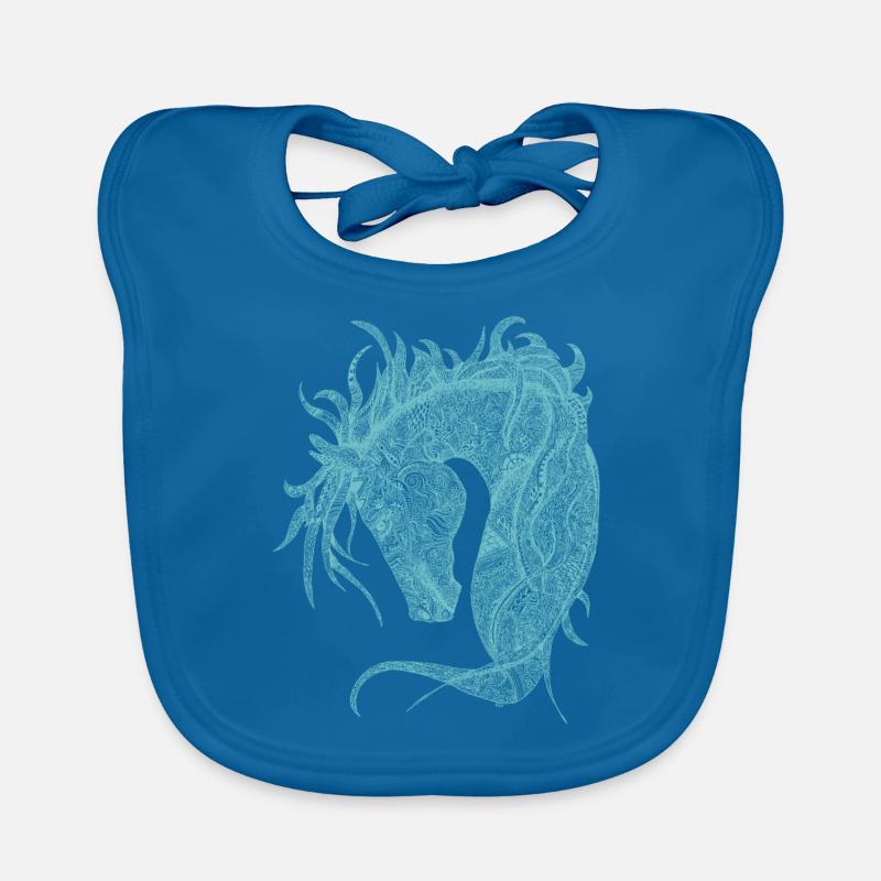 Horses Head Zentangle Turquoise Organic Baby Bibs