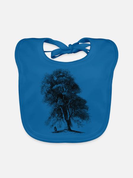 Baum-2-01 - Baby Bio-Lätzchen - Pfauenblau