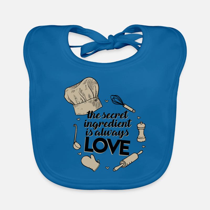 Recette amour - Bavoir bio Bébé - bleu paon